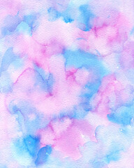 Watercolor abstract  background, hand-painted texture, Watercolor blue, purple and pink stains. Design for backgrounds, wallpapers, covers and packaging.