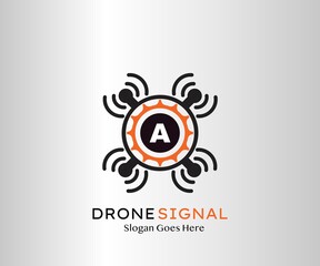 Drone Wireless Signal Letter A logo Icon, Abstract Technology Drone Service and Wireless Vector Design Concept