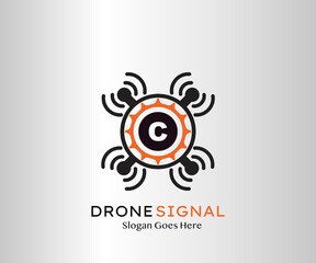 Obraz premium Drone Wireless Signal Letter C logo Icon, Abstract Technology Drone Service and Wireless Vector Design Concept