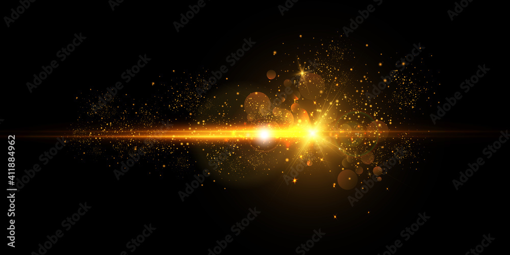 Poster bright light effect with rays and highlights for vector illustration.