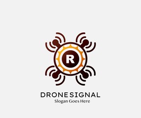 Drone Wireless Signal Letter R logo Icon, Abstract Technology Drone Service and Wireless Vector Design Concept