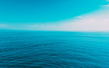 Fototapeta na wymiar Calm Sea Ocean And Blue Sky Natural Background Backdrop