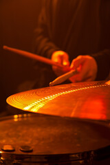 Drums in concert - on stage - in LED lights