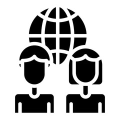 Avatars with globe, global team icon