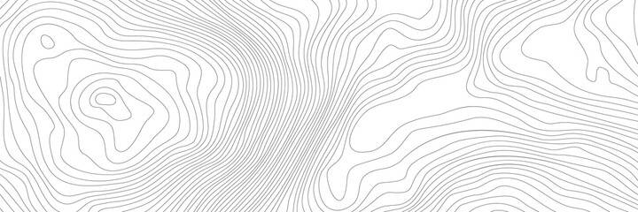 The stylized height of the topographic contour in lines and contours. The concept of a conditional geography scheme and the terrain path. Dark on black. Ultra wide size. Vector illustration. - obrazy, fototapety, plakaty