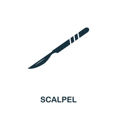 Scalpel icon. Simple element from medical services collection. Filled monochrome Scalpel icon for templates, infographics and banners - obrazy, fototapety, plakaty