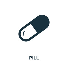 Pill icon. Simple element from medical services collection. Filled monochrome Pill icon for templates, infographics and banners