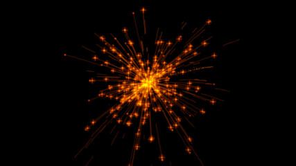 Fototapeta na wymiar Isolated black background. Abstract sparkler sparkles with bright glowing sparks on a black endless space background. 3d illustration.