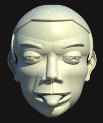 Stone head live sculpture making funny faces 3D illustration 3. Thong stuck out face made of marble. Collection.