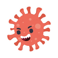 red covid19 virus pandemic particle comic character