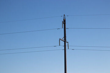 power lines on a sky