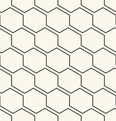 Vector seamless pattern. Modern stylish texture. Repeating geometric background with linear hexagonal grid. Light simple backdrop. Can be used as swatch for illustrator.