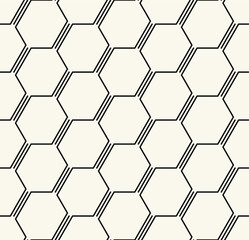 Vector seamless pattern. Modern stylish texture. Repeating geometric background with linear hexagonal grid. Light simple backdrop. Can be used as swatch for illustrator.