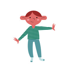 happy little boy kid with green shirt character