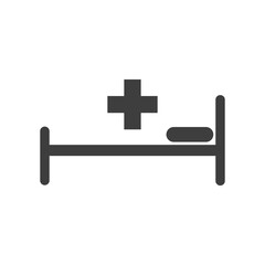 Hospital icon, black isolated icon with medical cross, vector illustration.