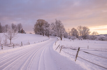 Obraz premium Vermont winter landscape with snow