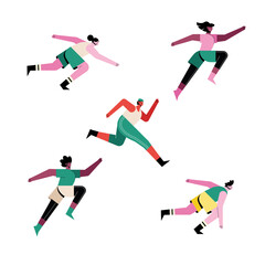 bundle of five runners athletes characters
