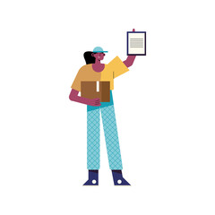 young woman courier avatar character