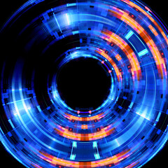 Vivid abstract background. Beautiful design of rotation frame.  .Mystical portal. Bright sphere lens. Rotating lines. Glow ring. .Magic neon ball. Led blurred swirl. Spiral glint lines.