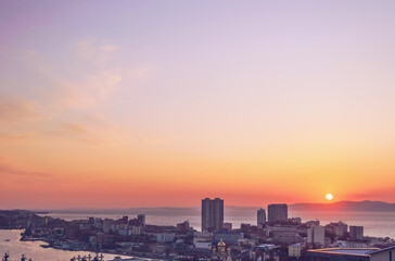 Obraz premium Egershield peninsula at sunset view from above