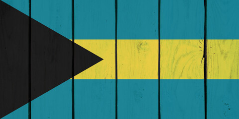 Bahamas national flag on wooden texture
