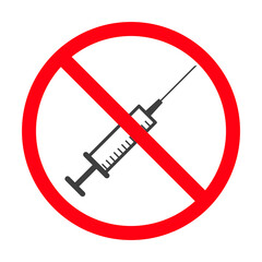 no syringe sign vector icon on white background