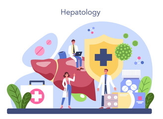 Hepatologist concept. Doctor make ultrasound liver examination.