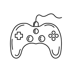 Classic game controller joystick Thin line vector illustration. isolated with hand drawn style 