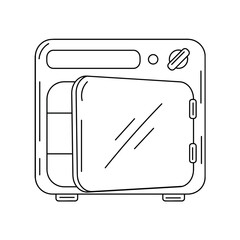 Microwave oven thin line vector illustration. isolated with hand drawn style