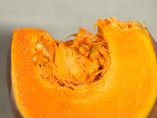 The pumpkin is orange in color, beautiful and healthy