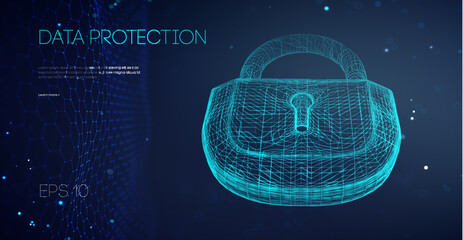 Data Protection Binary Lock. IT support vector illustration. Secure connection network and data security account control. Vector illustration EPS 10.
