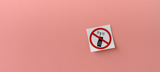 phone banned forbidden sign symbol sticker on the wall isolated