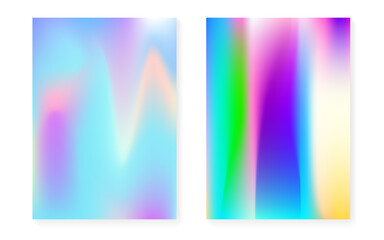Fototapeta premium Holographic gradient background set with hologram cover.