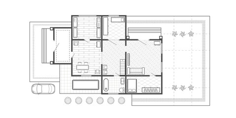 House architectural plan .Technical drawing background.Engineering design .Vector , illustration.	