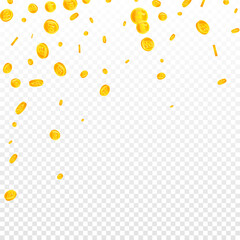 Korean won coins falling. Wondrous scattered WON c