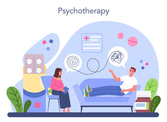 Psychiatrist concept. Mental health diagnostic. Doctor treating