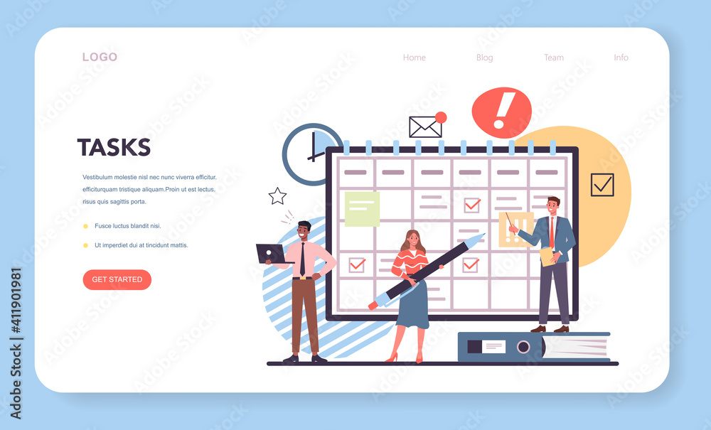 Poster website creation web banner or landing page. process of website development