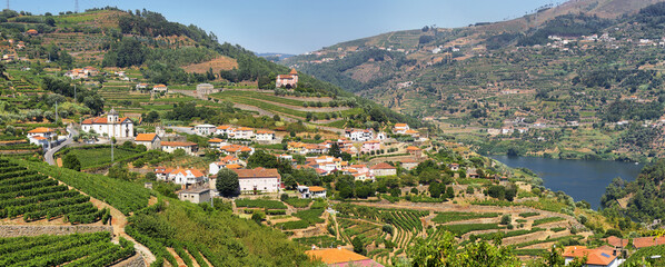 Fototapeta na wymiar Amazing views of Douro vineyards and river near Resende, Portugal