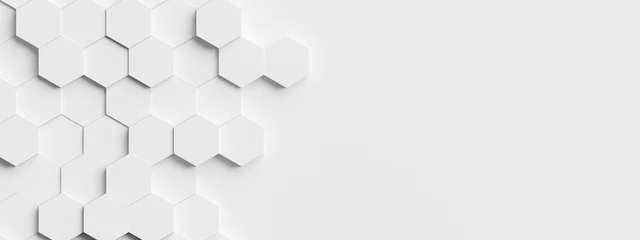 Fotobehang Random shifted white honeycomb hexagon background wallpaper banner pattern with copy space © Shawn Hempel