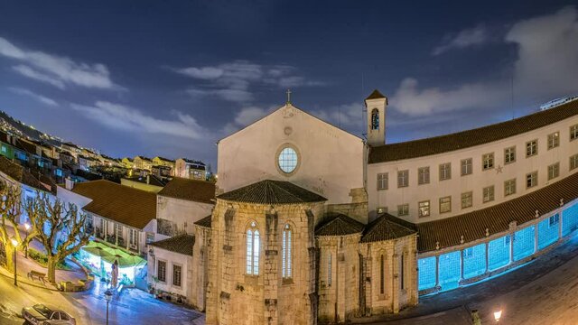 Cathedral in Odivelas, Portugal. Nice night view. District of Lisbon.