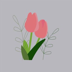 illustration of a bouquet of red tulips