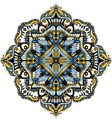 Mandala, blue-yellow 