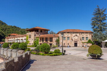 Fototapeta na wymiar Covadonga, Spain - September 4, 2020: The Chapter House of San Pedro Monastery, which consists of the Chapter House, a library and a reception hall.