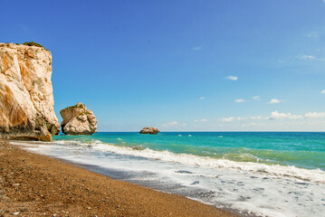 Petra tou Romiou, also known as Aphrodite's Rock, is a sea stack in Paphos, Cyprus. 