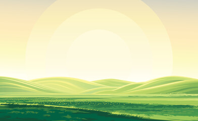 Obraz na płótnie Canvas Summer landscape, dawn above hills.