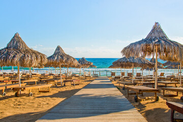 Fototapeta na wymiar Sandy beach at Protaras Cyprus. Clear water ,summertime, great weather