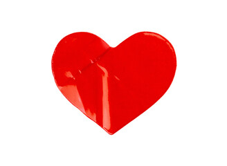 red heart shape sticker isolated on white background
