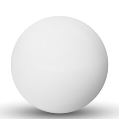 Glass white ball or precious pearl. Glossy realistic ball, 3D abstract vector illustration highlighted on a white background. Big metal bubble with shadow.