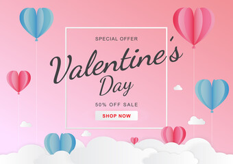 Happy Valentines day sale background with balloons heart pattern. Vector illustration. Wallpaper, flyers, invitation, posters, brochure, banners.