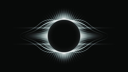 Sun Eclipse White Fire Dark Background Vector Moon Design Style Space Science Glow Light